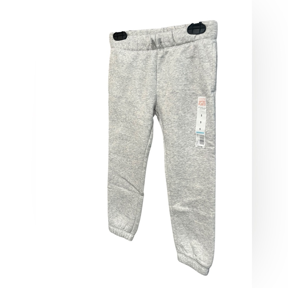 NWT Girls Jumping Bean Fleece Lined Grey Drawstring Joggers - Size 5 - Picture 2 of 8